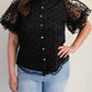 The Curve La - Plus Size Dot Mesh Knit Shirt With Puff Sleeve