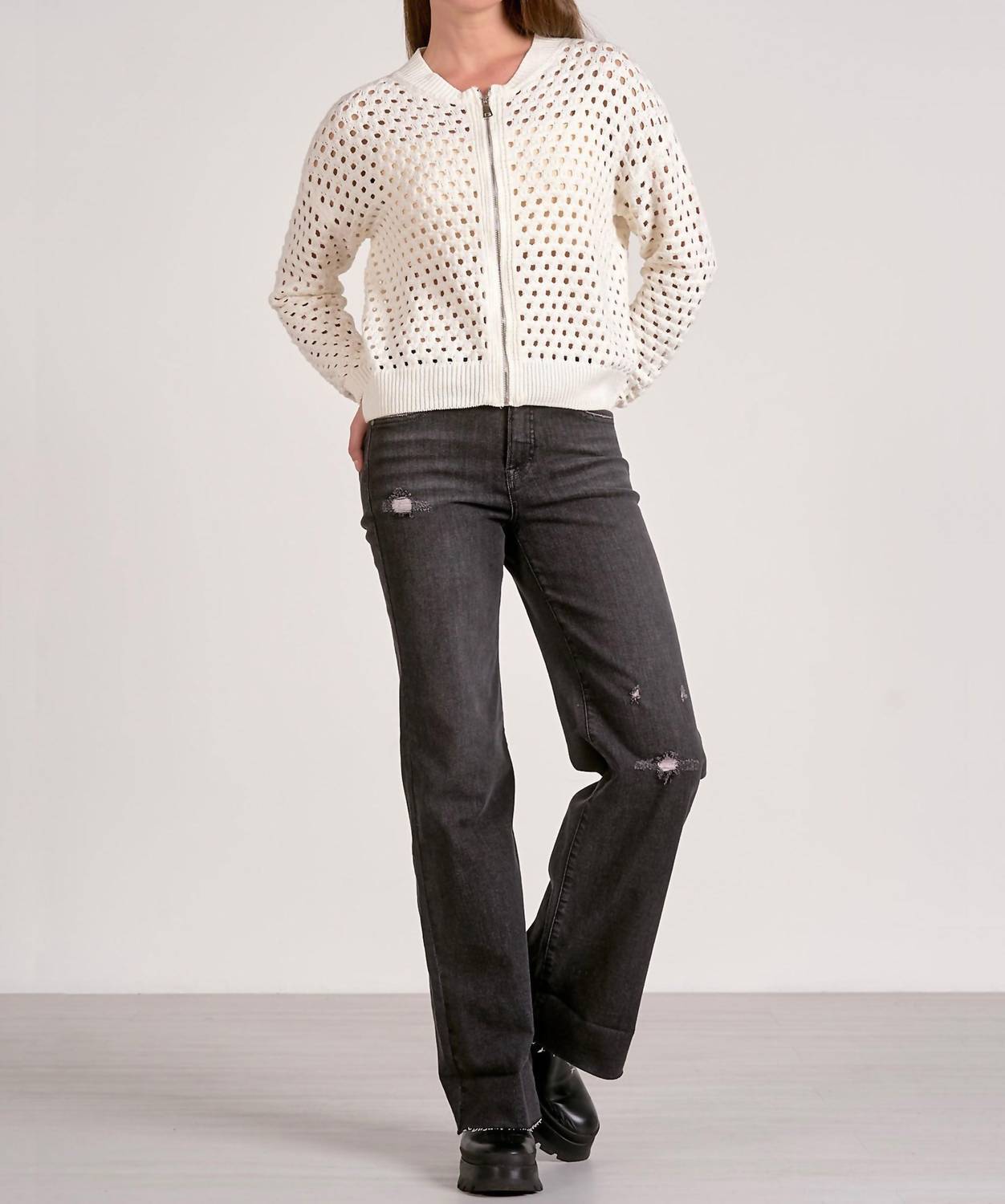Elan - Benny Zip Knit Cardigan