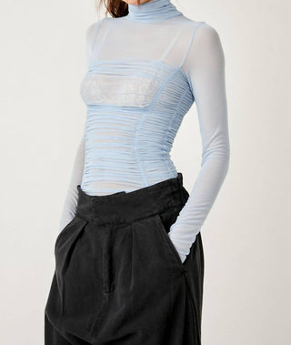 Free People - Body de gola alta em malha franzida Under It All