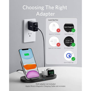 Estação de carregamento sem fio Anker com carregador QC PowerWave Sense 2 em 1 com suporte para carregamento de relógio para Apple Watch SE/6/5/4/3/2/1 iPhone SE 2020 11 11 Pro (cabo de carregamento de relógio não incluído)