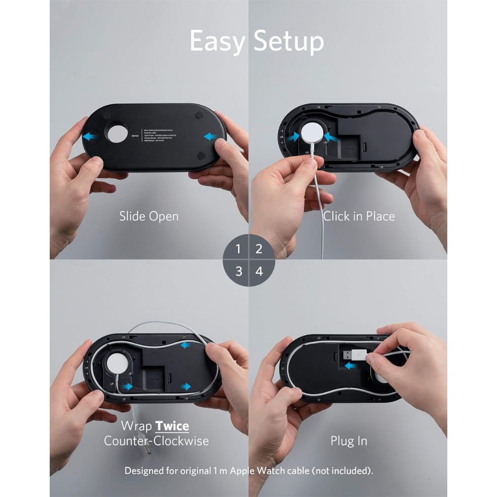 Estação de carregamento sem fio Anker com carregador QC PowerWave Sense 2 em 1 com suporte para carregamento de relógio para Apple Watch SE/6/5/4/3/2/1 iPhone SE 2020 11 11 Pro (cabo de carregamento de relógio não incluído)