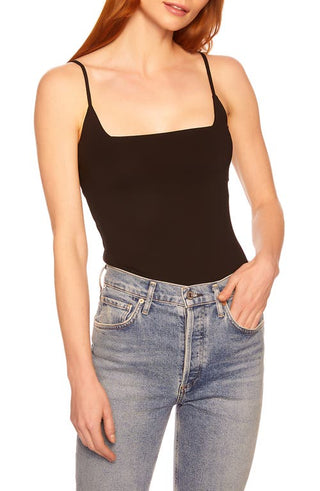 Susana Monaco Square Triangle Stretch Knit Top - Black