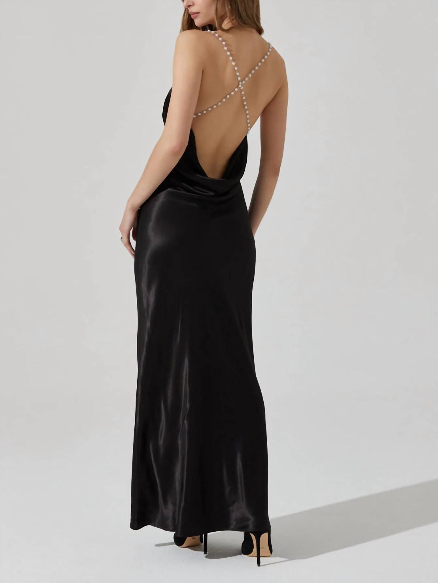 Astr - Maxime Pearl Straps Maxi Dress