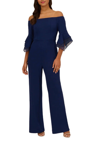 Adrianna Papell - Off Shoulder Flounce Sleeve Jumpsuit