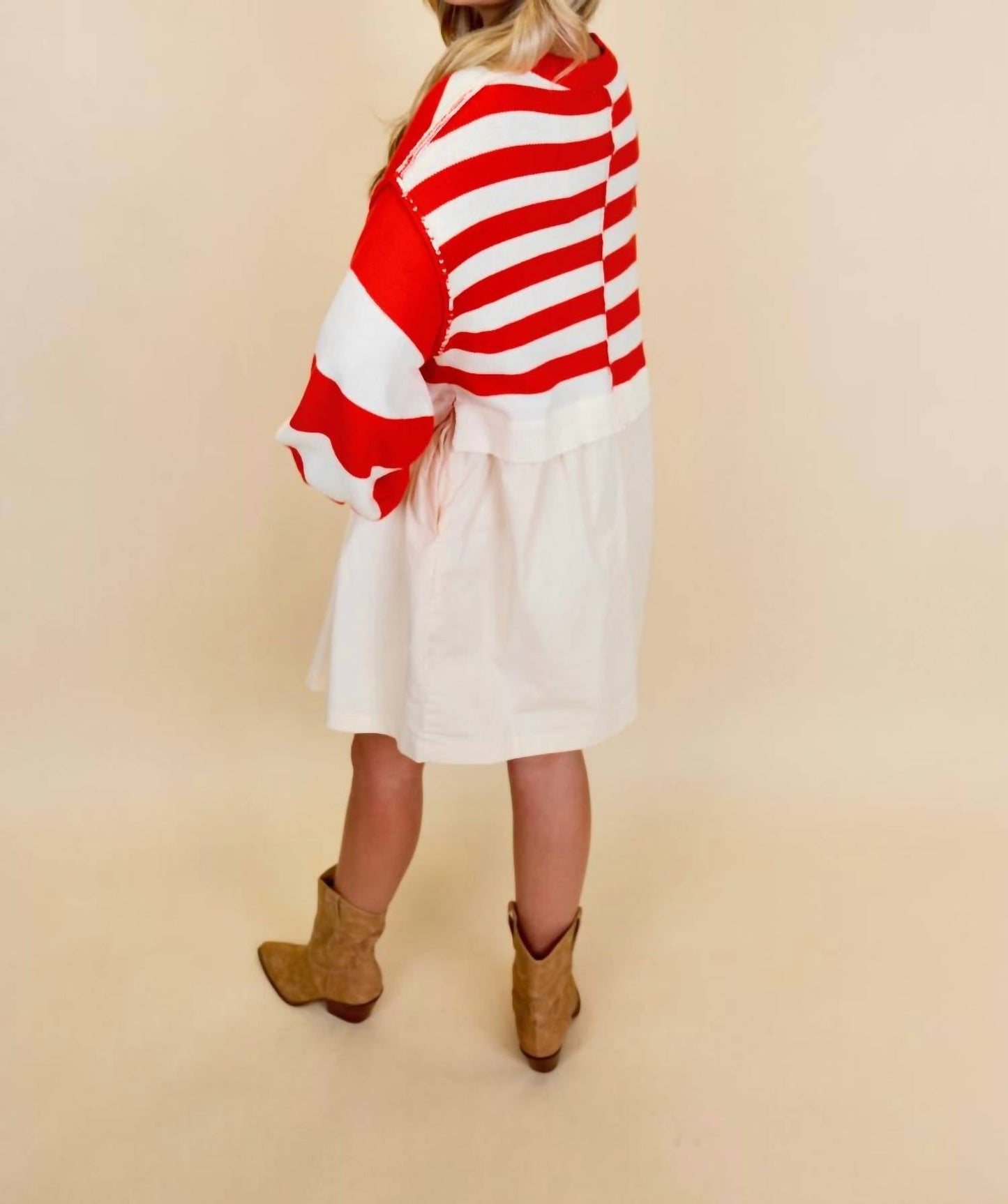 &Merci - Striped Sweater Twofer Dress