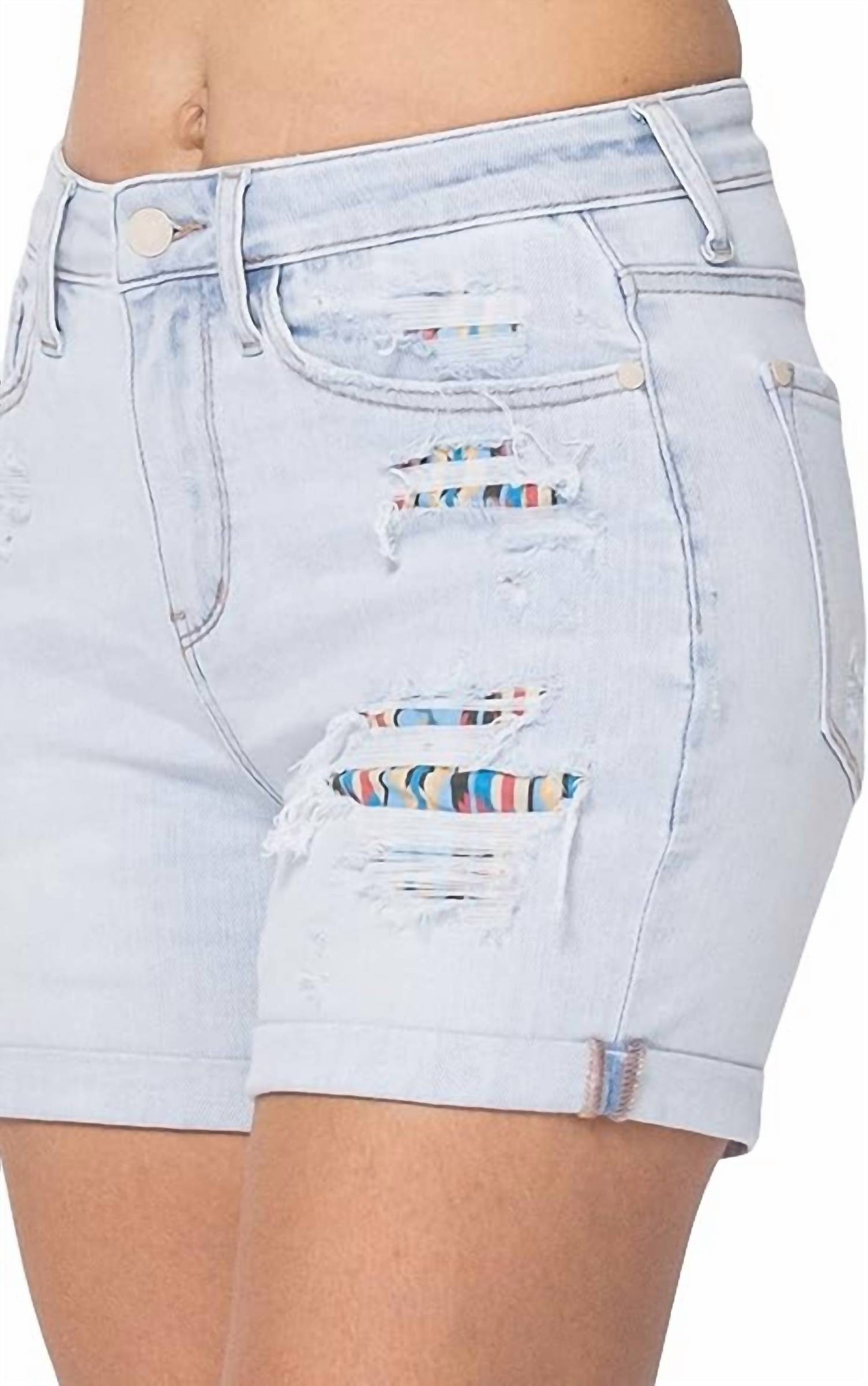 Judy Blue - High-rise Cuffed Printed Lining Shorts