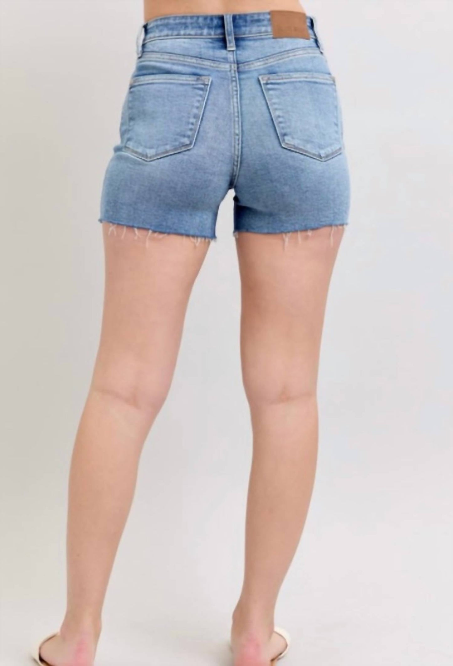 Judy Blue - High Waist Denim Shorts With Stitch Over Destroy Detail