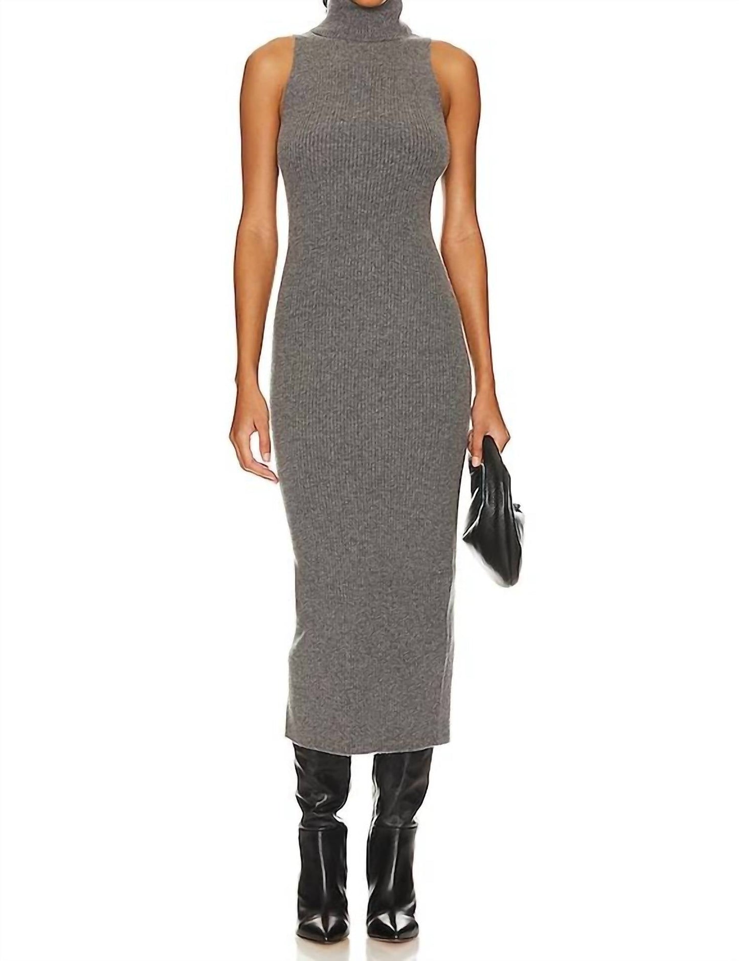 Enza Costa - Rib Sleeveless Turtleneck Sweater Dress