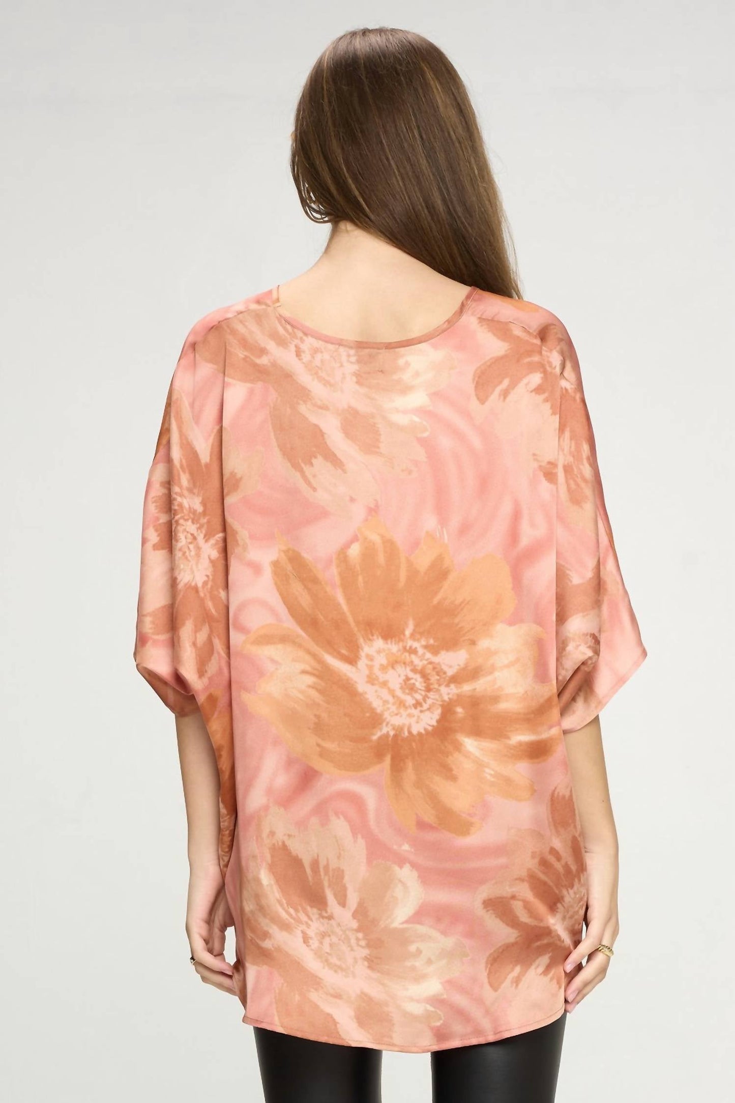 Adrienne - Floral Print Poncho Tunic Top