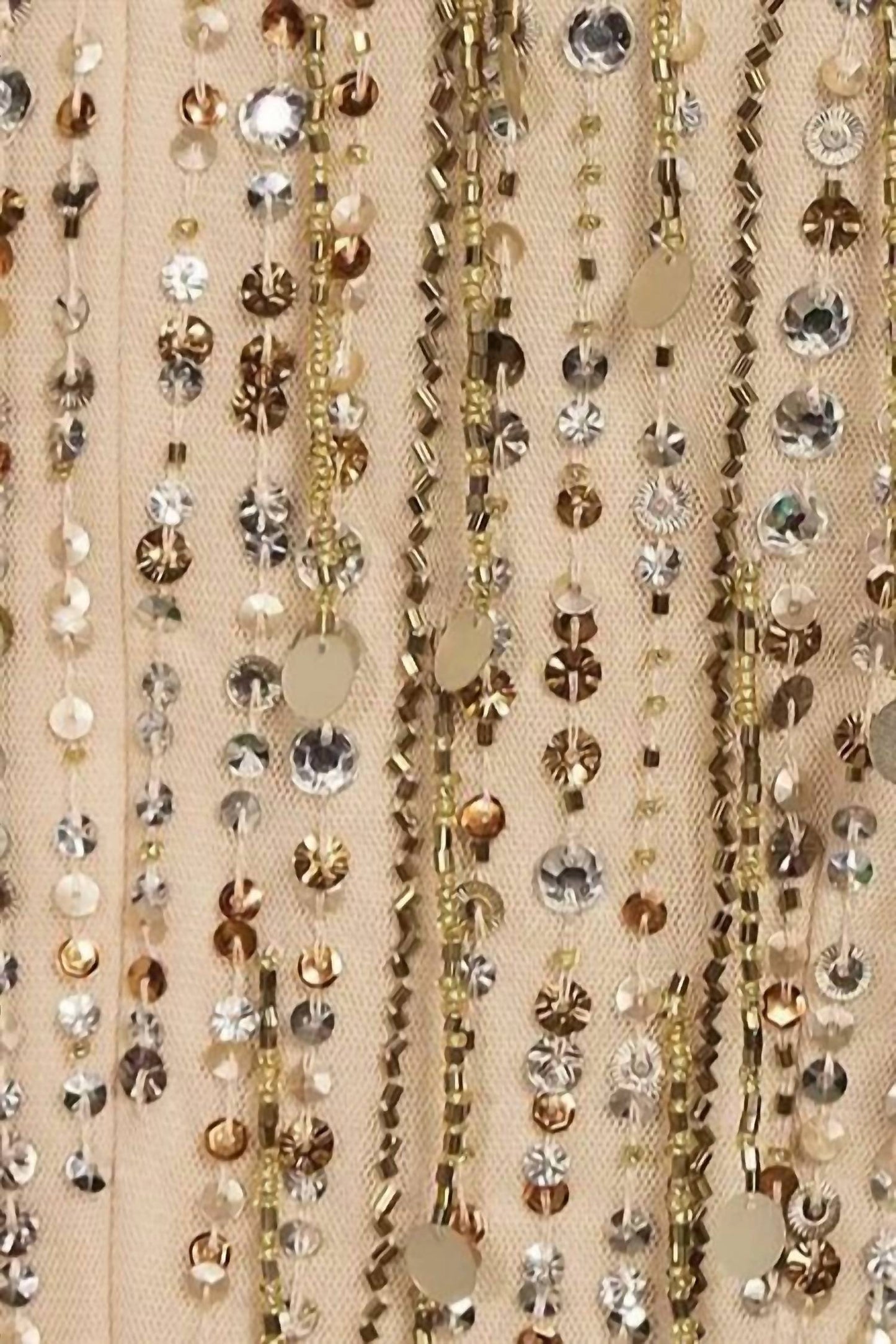Aidan Mattox - Beaded Sequin Crew Neck Short Sleeve Dress