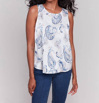 Charlie B - Blusa sem mangas de cetim estampada