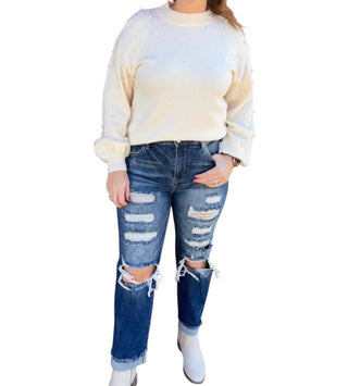 Risen - Calça Jeans Boyfriend de Cintura Alta