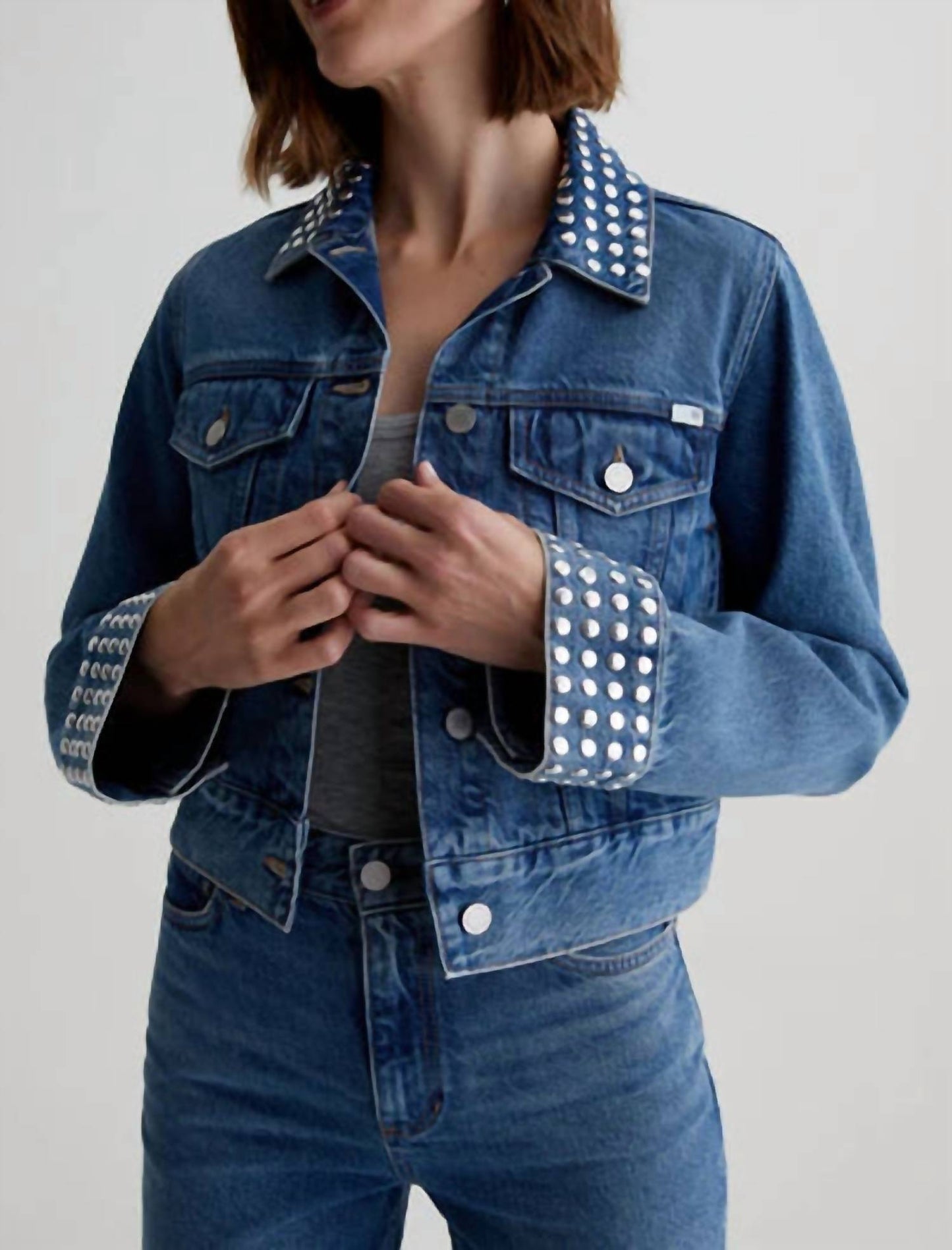 Ag Jeans - Studded Isa Cropped Trucker Jacket
