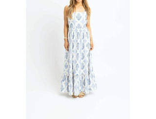 Karlie - Vestido longo vintage com alças florais e gravata