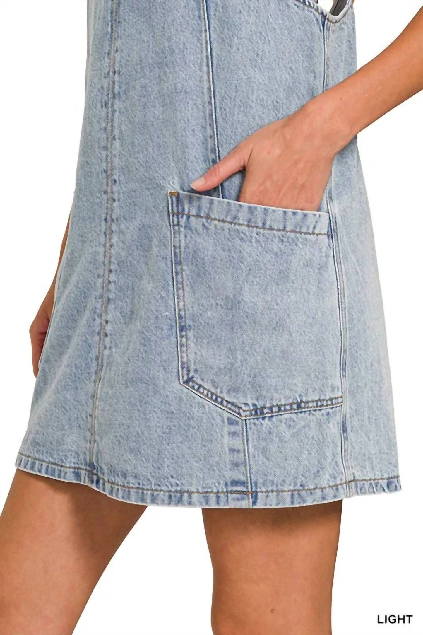 Trendsi - Zenana Denim Overall Mini Dress