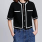 Minnie Rose - Short Sleeve Tipped Cropped Jacket