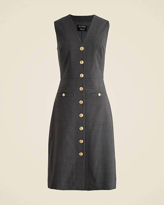 J.Crew - Vestido tubinho com botões em mistura de lã elástica italiana