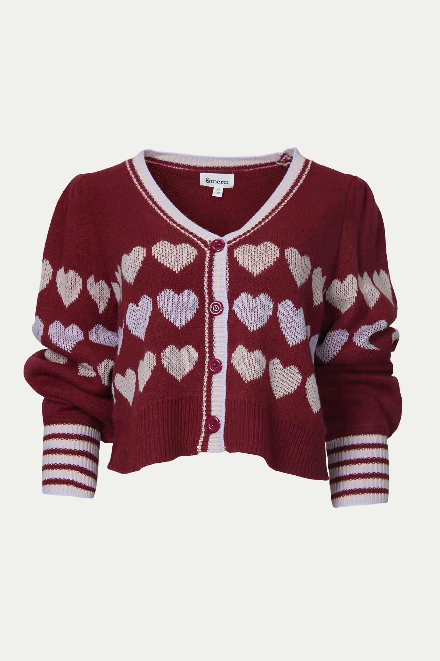 &Merci - HEART BUTTON-FRONT CARDIGAN