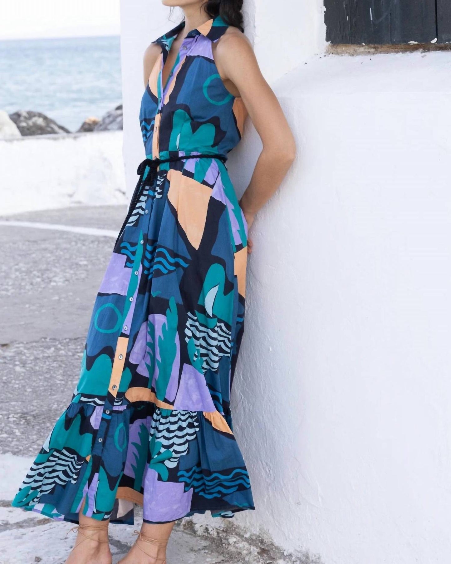 Oliphant - Women's Sleeveless Shirt Dress Maxi