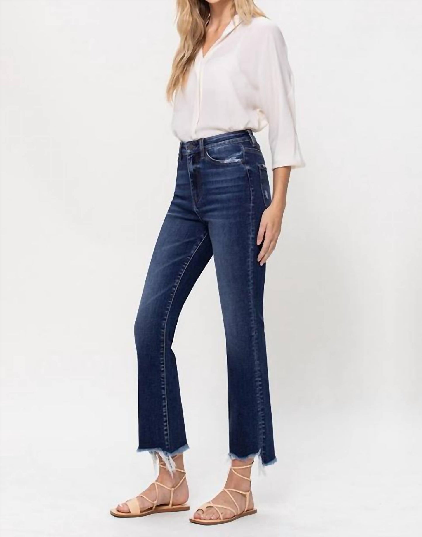 Vervet By Flying Monkey - High Rise Distressed Hem Kick Flare Jeans