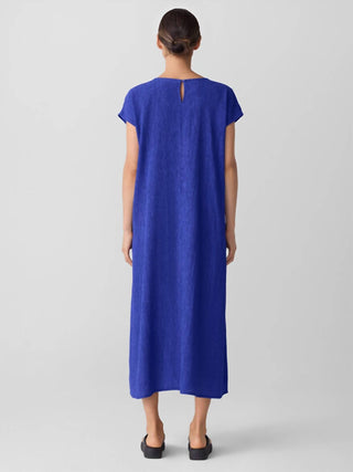 Eileen Fisher - Woven Plissé Round Neck Dress