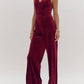 Entro - Velvet Sequin Bow Shoulder Jumpsuit