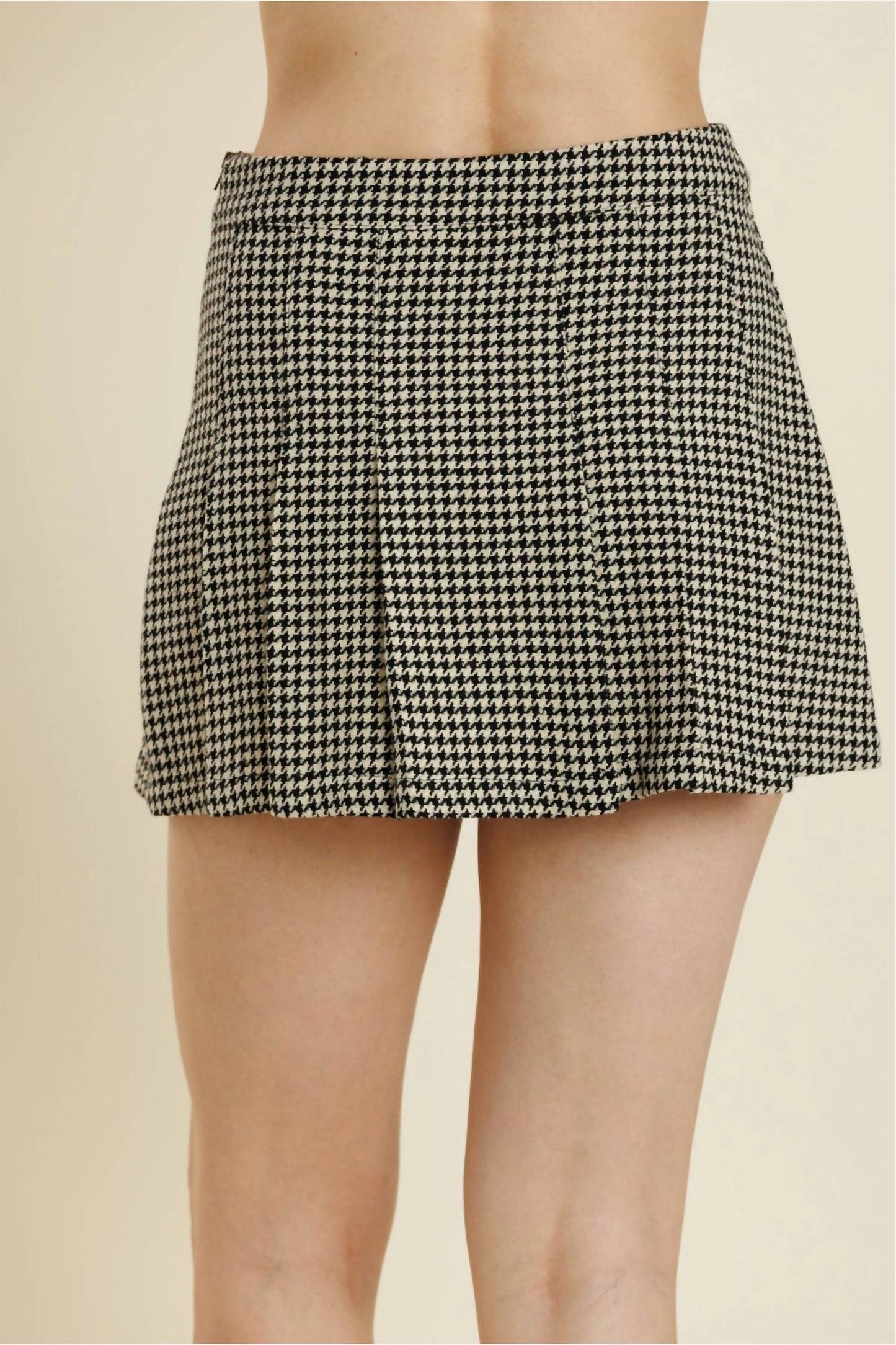 Aureum - Houndstooth Pleated Skirt