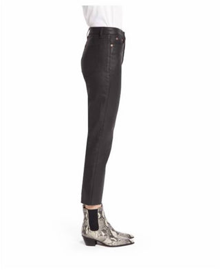 Topshop - Calça jeans cropped com cintura alta e bainha crua, perna reta e acabamento revestido