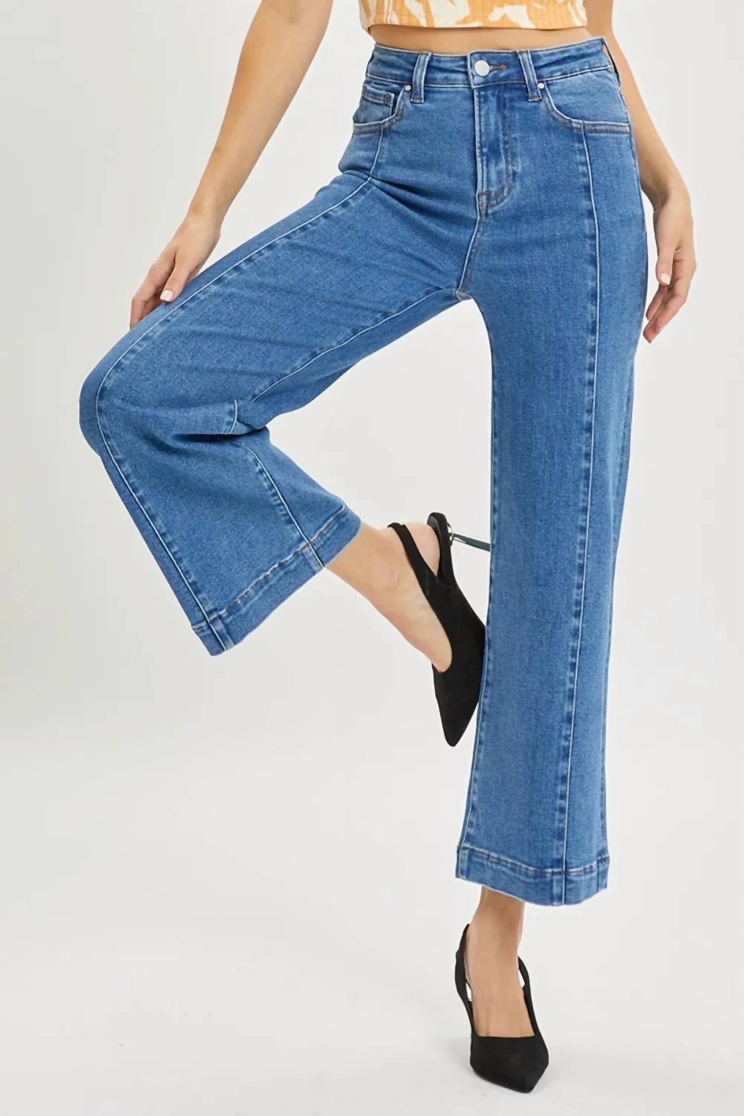 Risen - Full Size High Rise Wide Leg Jeans
