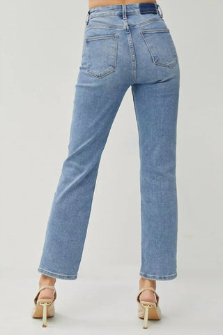 Risen - High Rise Ankle Straight-cross Over Button