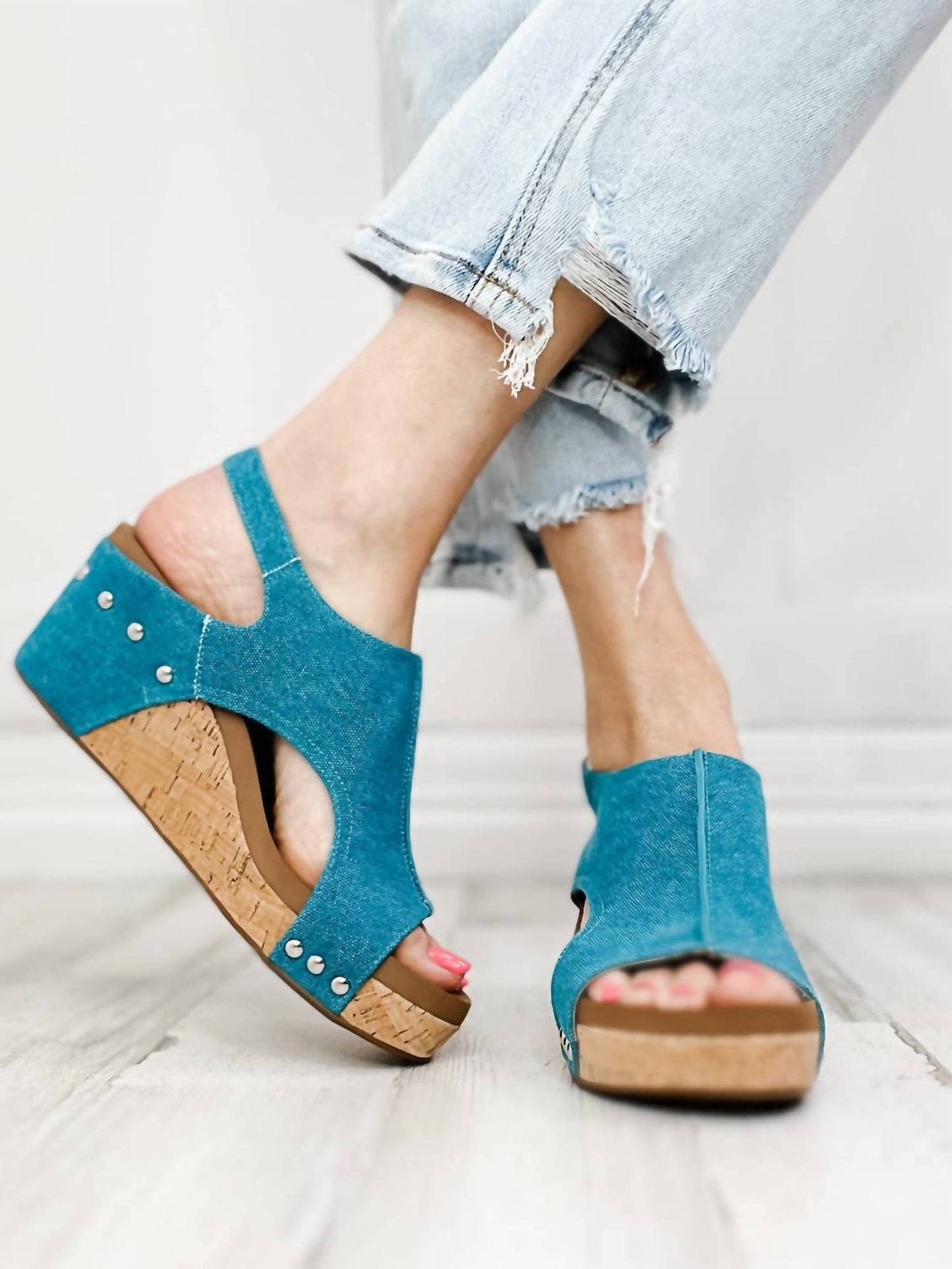 Corkys Footwear - Washed Canvas Carley Wedges