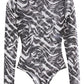 Naked Wardrobe Turtleneck Mesh Bodysuit in Zebra, Size Medium