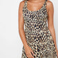 Topshop - Animal Print Plunge Neckline Mesh Midi Dress