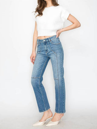 Artemis Vintage - Western Detailed High Rise Straight Jeans