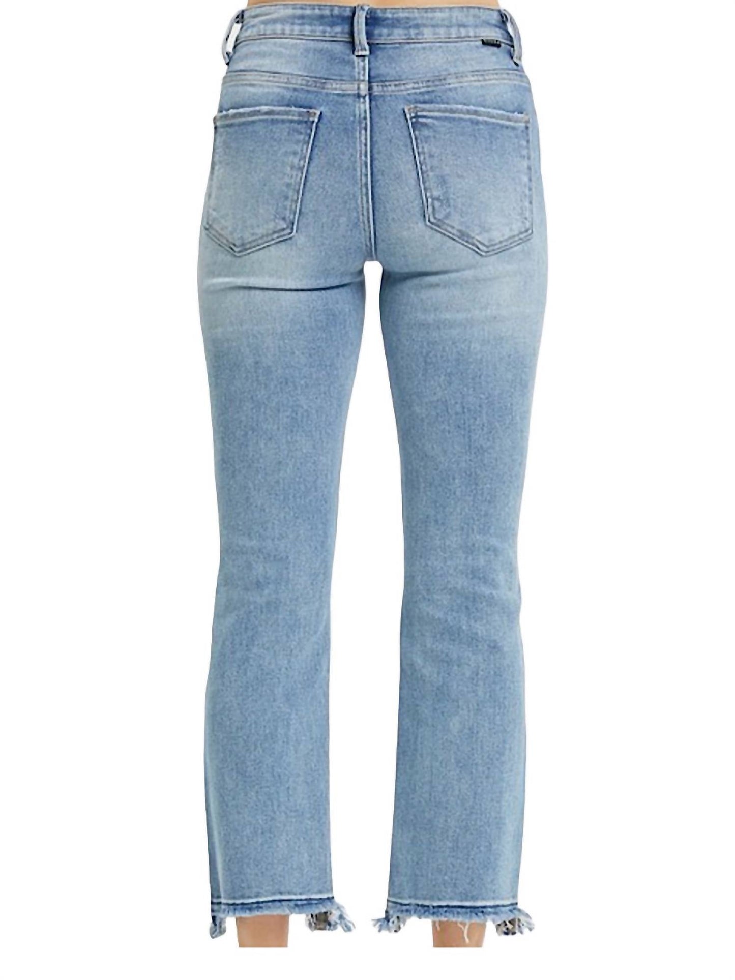 Risen - High Rise Distressed Straight Jeans
