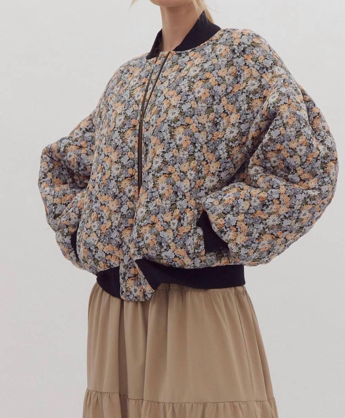 Entro - Look Out For You Floral Quilted Bomber Jacket