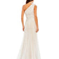 Mac Duggal - Feather One Shoulder Lace Dress Formal Gown