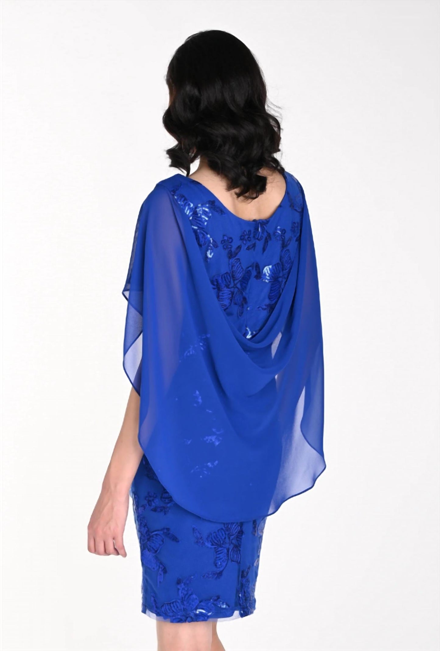 Frank Lyman - Sequin Dress w/ Attached Cape