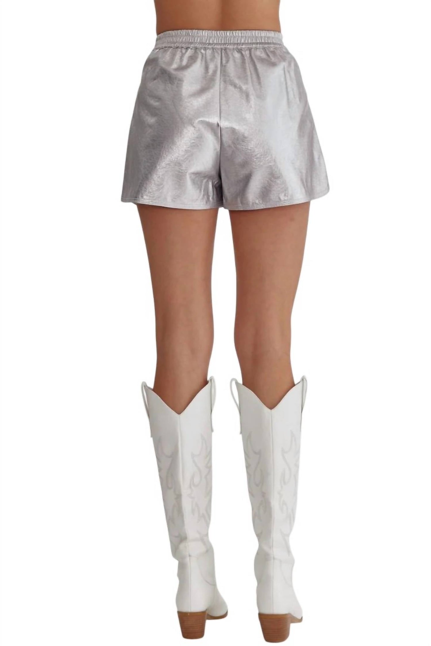 Entro - Pnina Metallic Vegan Leather Shorts