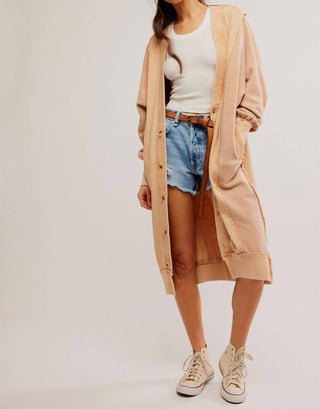 Free People - Cardigan azul na altura do joelho