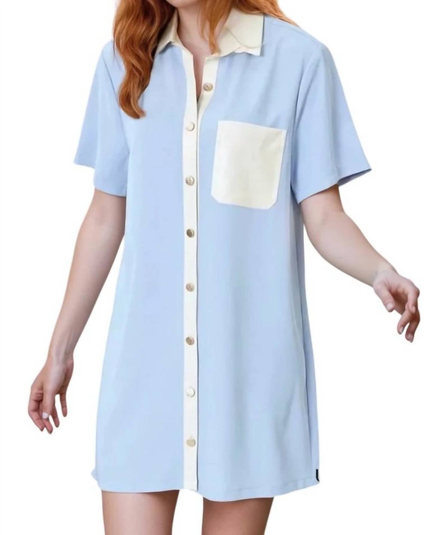 Entro - Alexa Vegan Leather Trim Shirt Dress