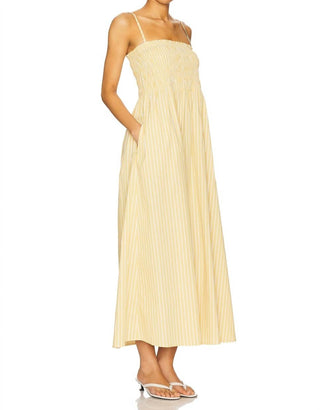 Pistola - Vestido Midi Bianca com Corpete Smocked