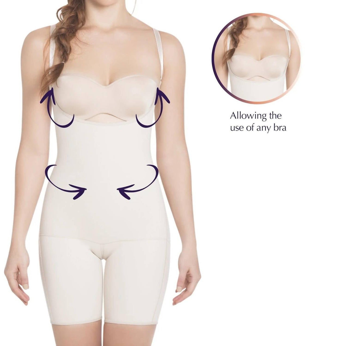 Siluets - Slimming Braless Mid-thigh Body Shaper With Latex