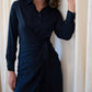 Mima Rosso - Faux Wrap Shirt Dress