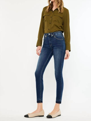 Kancan - Calça Jeans Skinny de Cintura Dupla e Cintura Alta
