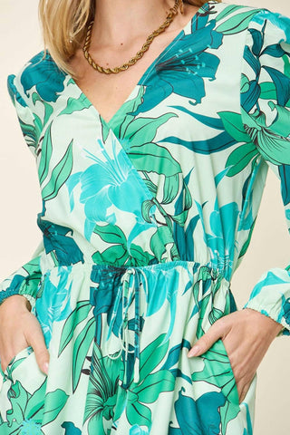 Trendsi - Macacão Floral Bliss de manga comprida com bolsos