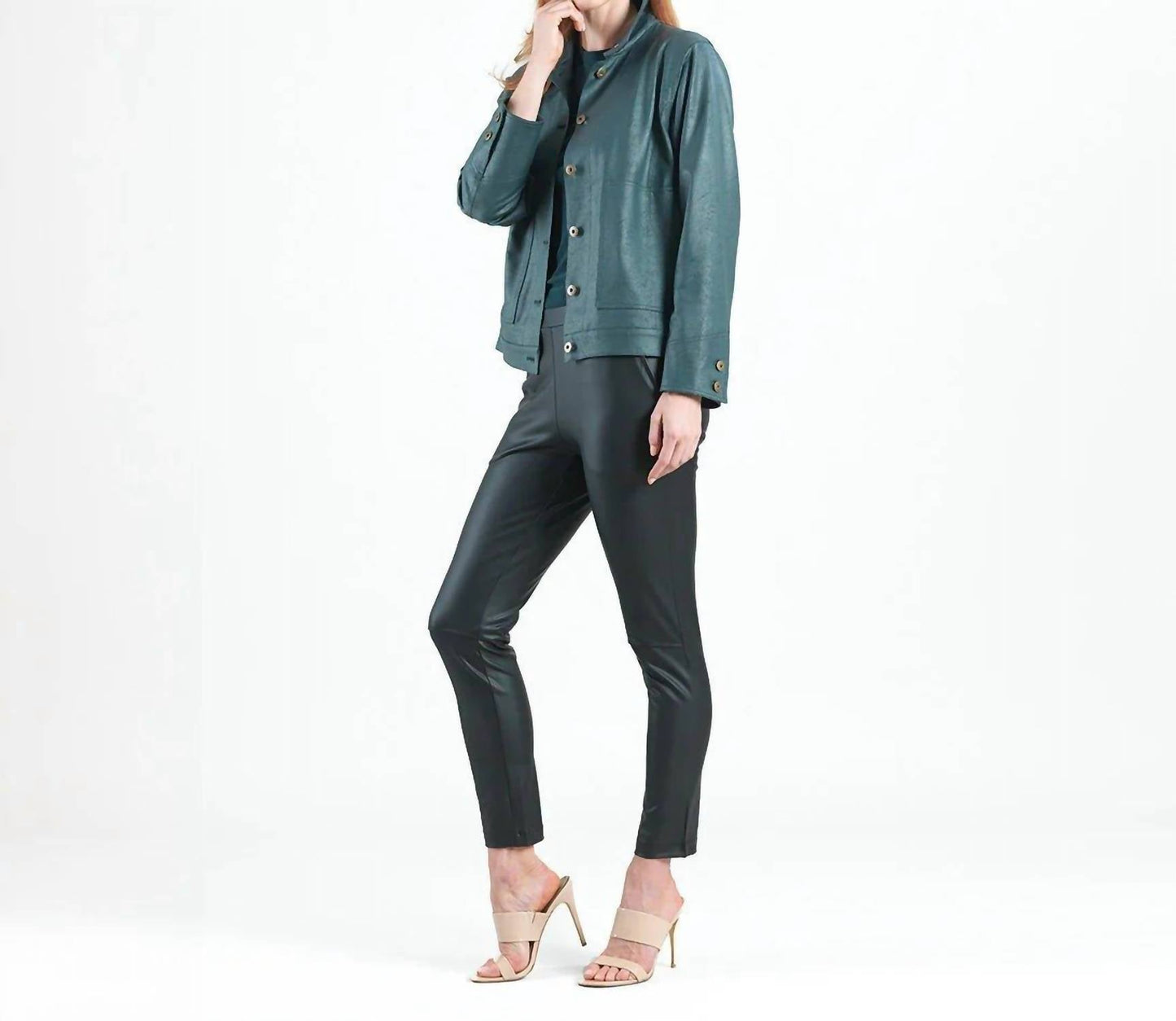 Clara Sunwoo - Liquid Leathe Button Closure Pocket Jacket