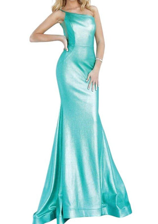 Jovani - Vestido de festa metálico com um ombro só