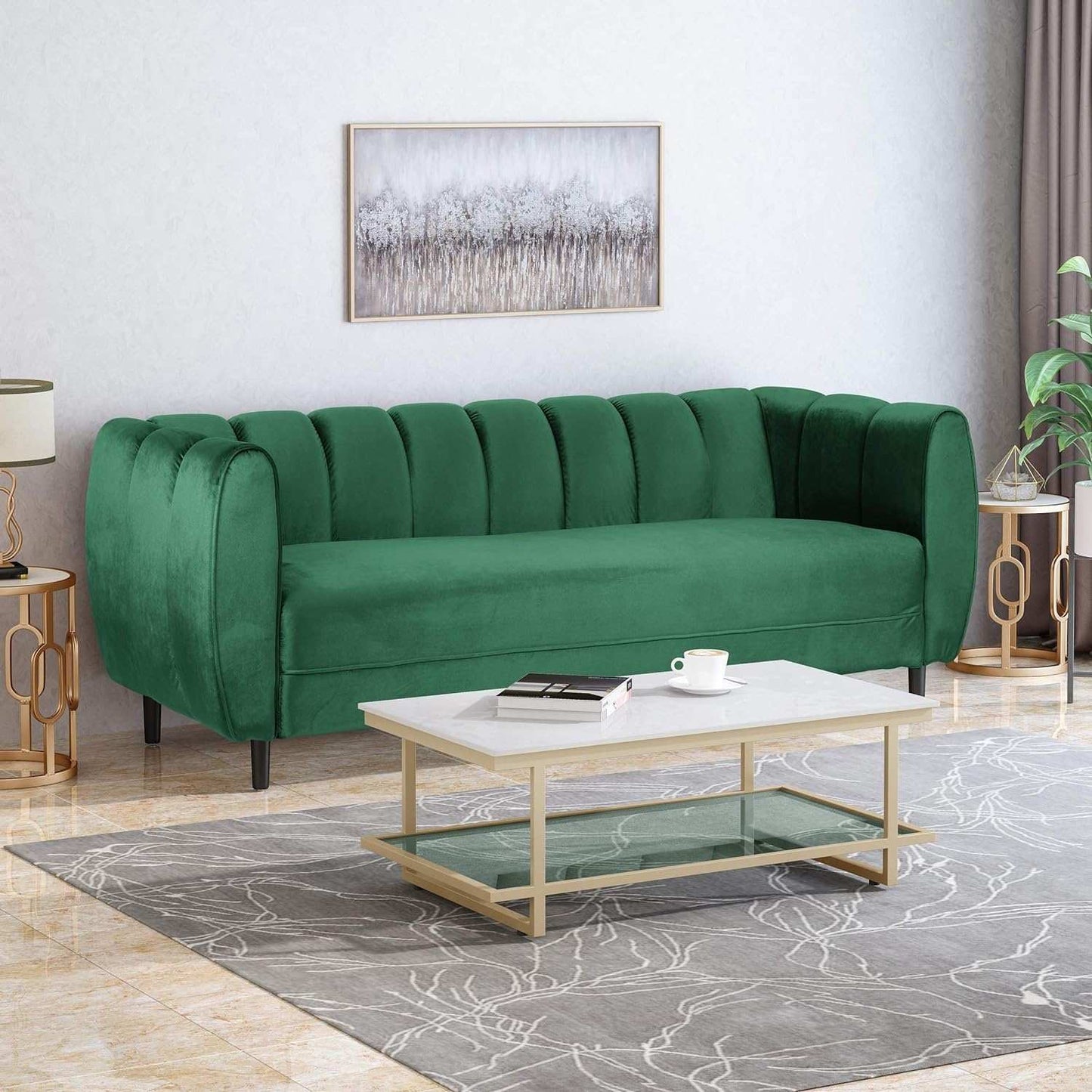 Miranda - Modern Glam Velvet 3 Seater Sofa