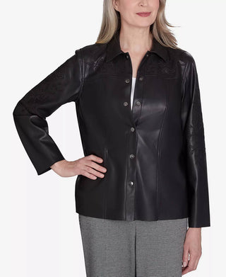 Alfred Dunner - Runway Ready Embroidered Faux Leather Jacket